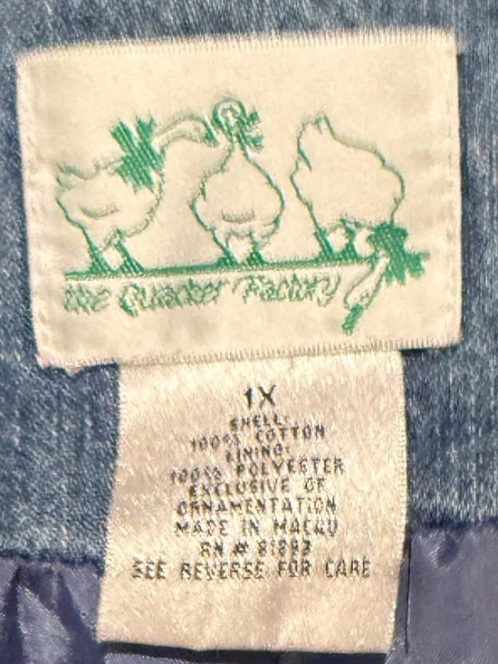 VTG Quacker Factory Denim Jacket Sequins- 1X - Picture 4 of 9